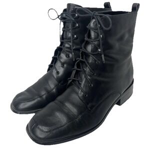 Coup D'etat Studio Women's Black Leather Ankle Boots Square Toe Y2K 10 Retro